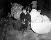 Japanese Child Evacuee With Family Baggage