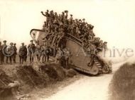 Canadian soldiers on tank 1918