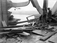 Army Engineers Look at Bombed Section Remagen Bridge