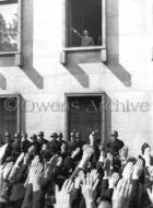 Hitler Saluting from Window Nuremberg Rally