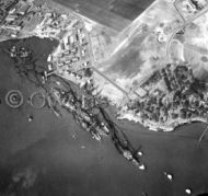 Battleship Row after Japanese attack