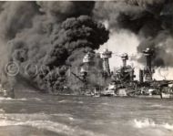 USS West Virginia and the USS Tennessee on fire