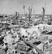 Kwajalein Island after bombardment