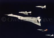XB-70 Valkyrie in close formation with support aircraft