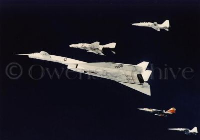 XB-70 Valkyrie in close formation with support aircraft