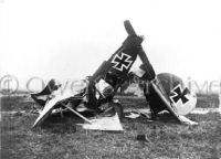 Wreckage of a German biplane