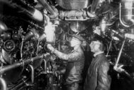 Engine room in German submarine